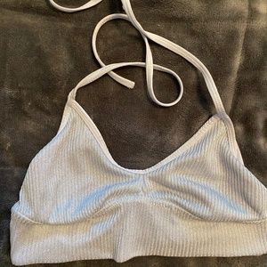 Aerie Light Blue Sparkly Ribbed Bralette Top